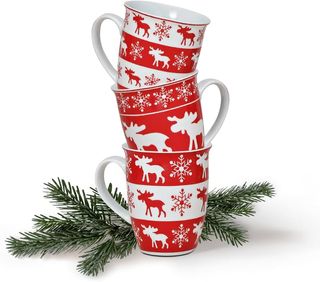 Tazze natalizie con renne e fiocchi di neve