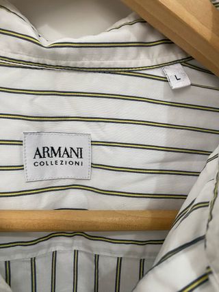 Camisa Armani Rayas Verdes y Blancas