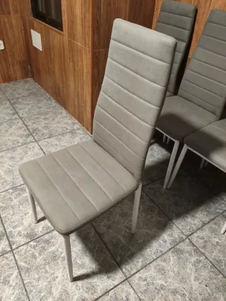 Juego de 6 sillas de comedor grises