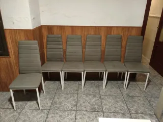 Juego de 6 sillas de comedor grises