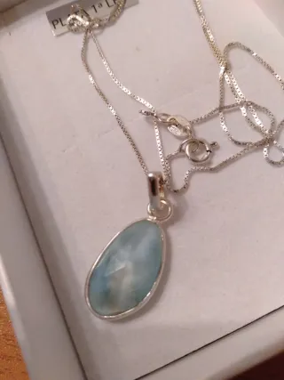 Colgante Larimar y Cadena de Plata