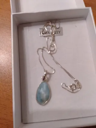 Colgante Larimar y Cadena de Plata