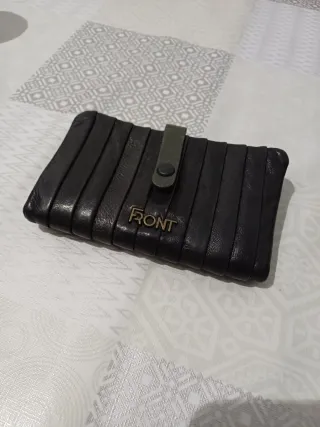 Cartera Billetera Piel Front Negra Verde Militar