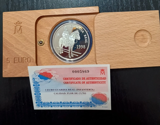 Moneda 5 Euro Guardia Real 1998 1 onza Plata