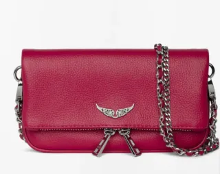 Bolso de mano rojo con cadena para hombro