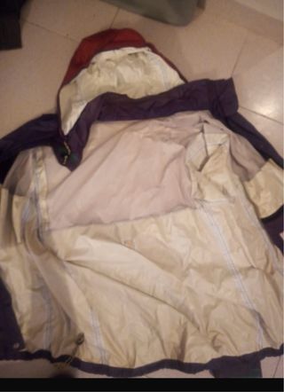 Chubasquero hombre morada y roja con capucha