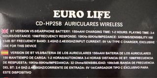 Auriculares Euro Life BT 5.0 Negros
