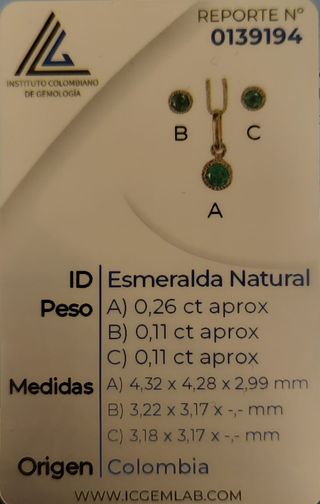 Conjunto oro 18ct esmeralda certificada