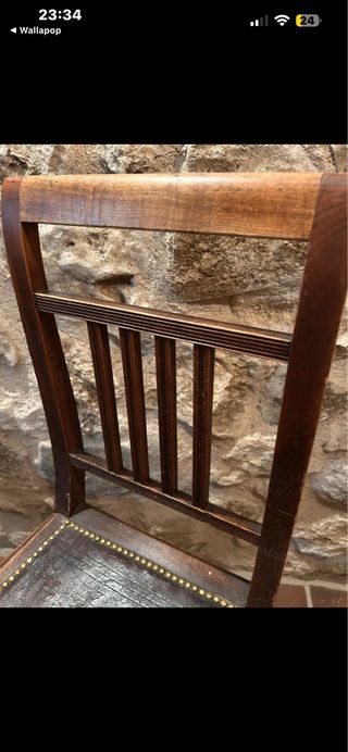 Sillas madera vintage asiento de cuero