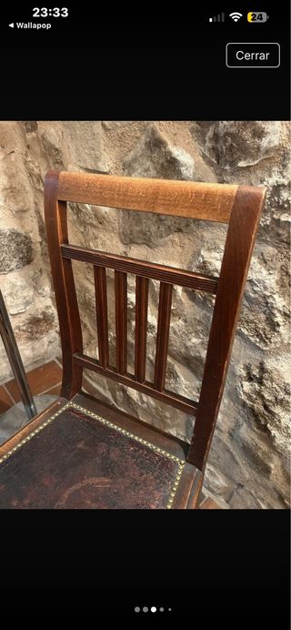 Sillas madera vintage asiento de cuero