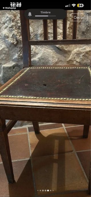 Sillas madera vintage asiento de cuero