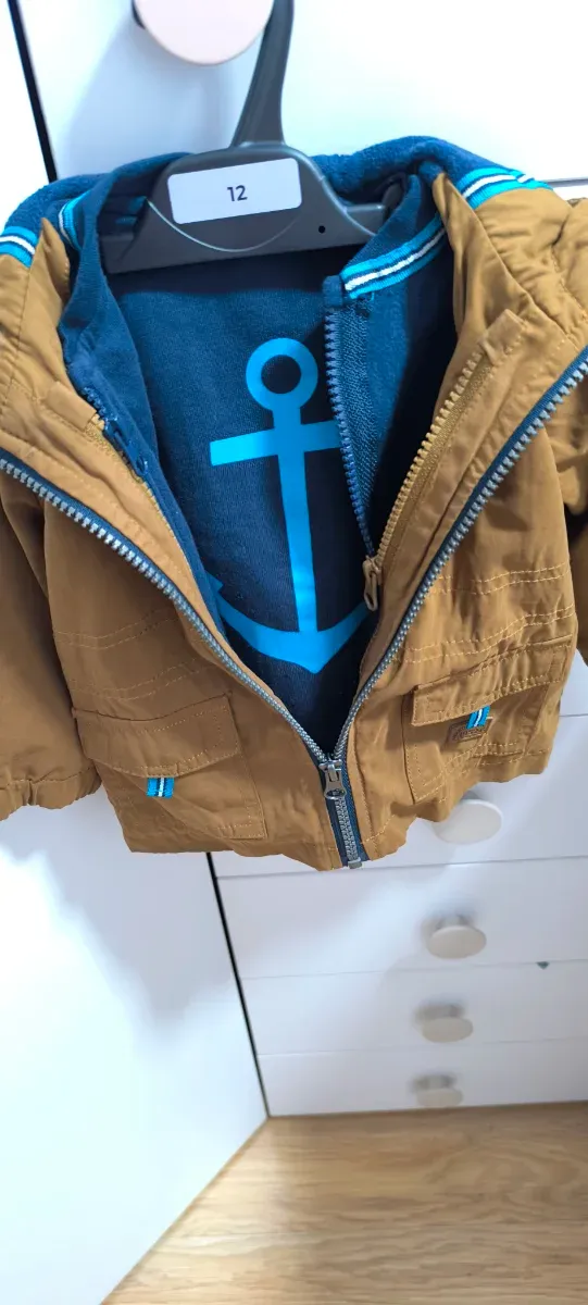 Chaqueta bebé ancla azul 2 en 1, talla 9-12 meses