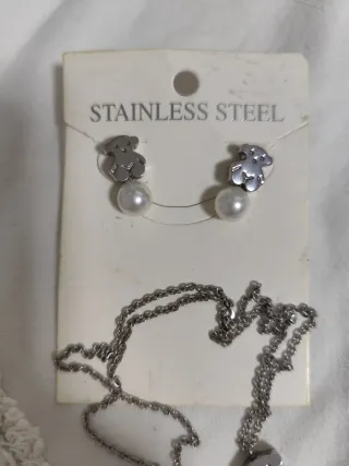 Conjunto collar y pendientes tipo tous