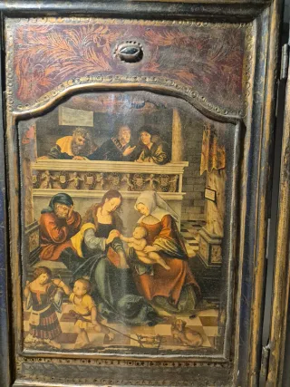 Tríptico religioso antiguo madera