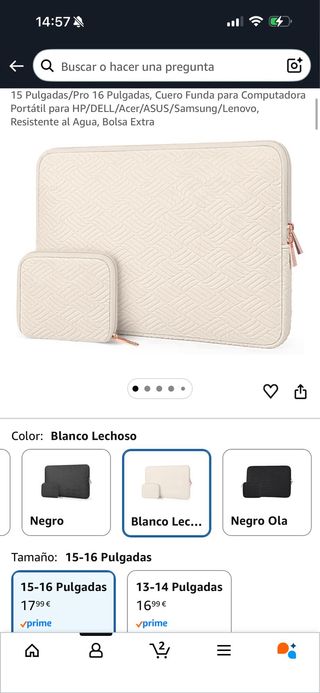 Funda portátil 15-16 beige acolchada