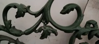 Cabecero forja verde y dorado