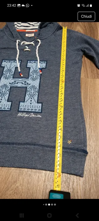 Felpa Tommy Hilfiger donna blu taglia S,cappuccio