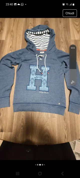 Felpa Tommy Hilfiger donna blu taglia S,cappuccio
