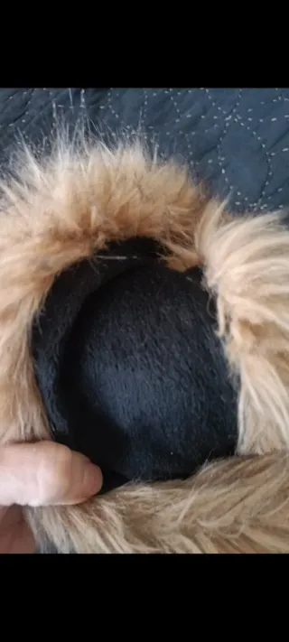 Cuello de pelo beige y marrón