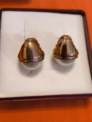 Pendientes Vintage Perla y Circonitas Dorados