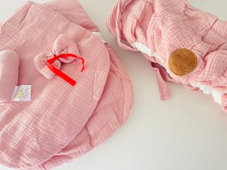 Cobertura + almofada + capa p/ alcofa (rosa) NOVOS