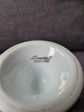 Copa Limoges France Porcelana Flores Rosas