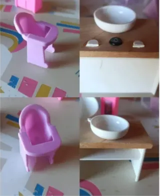 Accesorios para casita de muñecas o de madera