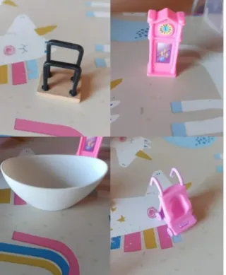 Accesorios para casita de muñecas o de madera