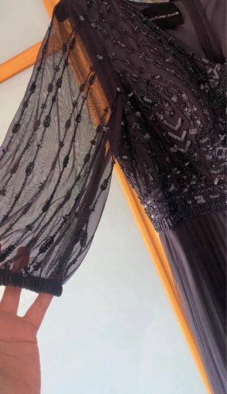 Vestido de fiesta gris plateado