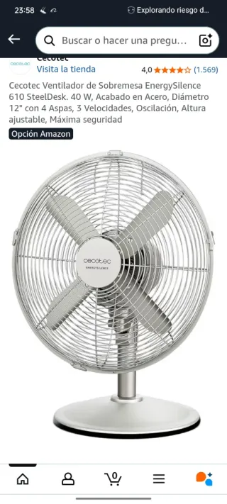 Cecotec Ventilador Sobremesa EnergySilence 610