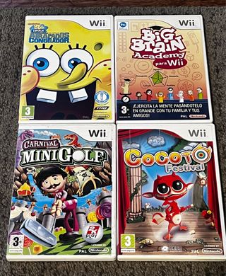 Lote 4 Giochi Wii: Bob Sponge, Big Brain, ecc.