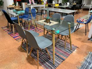 Mesa Cristal XS-1262 + 4 Sillas Noruega