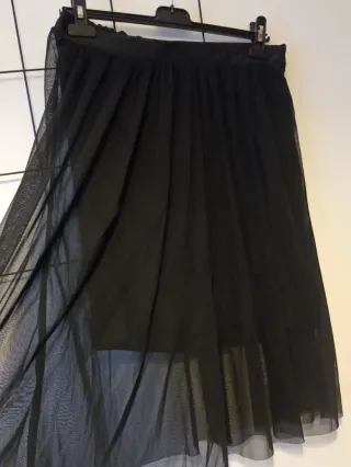 Falda midi tul negra mujer