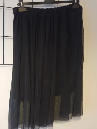 Falda midi tul negra mujer