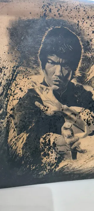 Stampa Bruce Lee su Legno Fatto a Mano