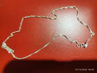 LOTE Pendientes largos plata y cadena trenzada