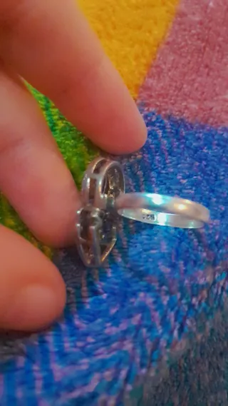 Anillo Antiguo Plata con Rubí indio