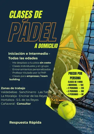 Clases de pádel a domicilio | Zona norte Madrid