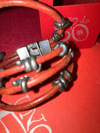 Pulsera UNO de 50 Cuero Marrón y Plata