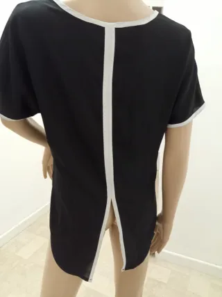 Blusa Sh Collection Nera con Dettagli grigio perla