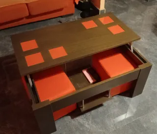 Mesa de centro elevable madera y tela