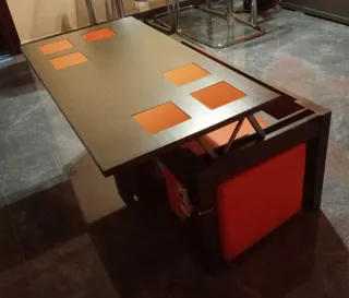 Mesa de centro elevable madera y tela