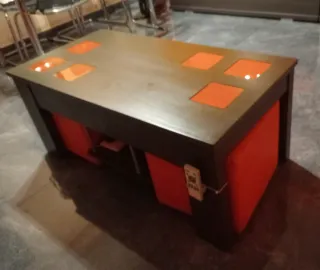 Mesa de centro elevable madera y tela