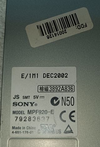 Disquetera Sony 3.5 Plata