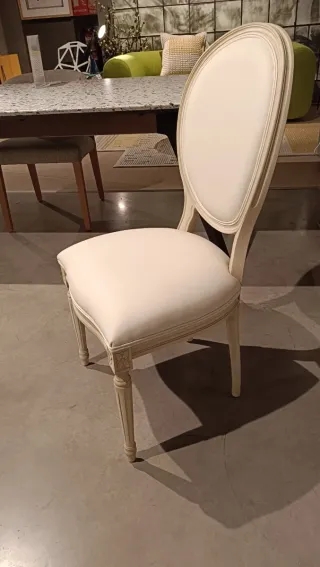 Silla Luis XV Piel Beige piel 100% (7u)