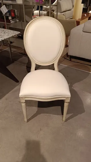 Silla Luis XV Piel Beige piel 100% (7u)