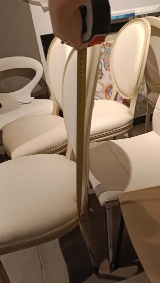 Silla Luis XV Piel Beige piel 100% (7u)