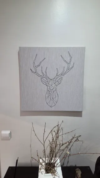 Quadro Alce Geométrico Preto e Cinza