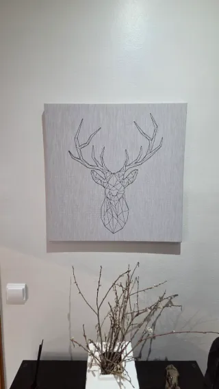 Quadro Alce Geométrico Preto e Cinza