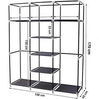 Armario Vestidor Gris De Tela 170x150x45 Cm NUEVO